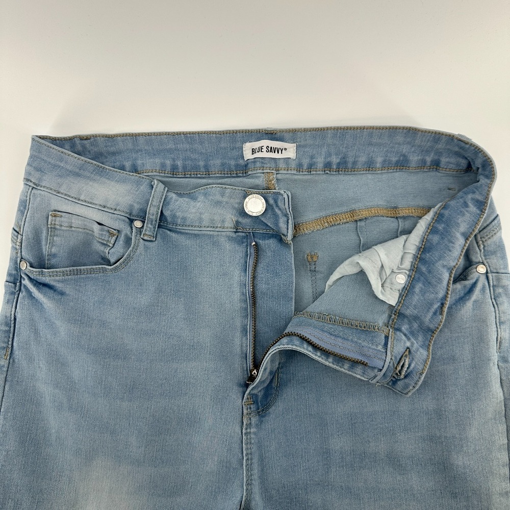 Blue Savvy Jeans Womens 15x32 Blue Denim High‎ Rise Raw Hem 5-Pocket Skinny Leg